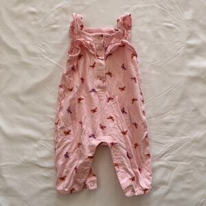 Carter’s Baby Girl Pink Butterfly Ruffle Romper Jumpsuit 3M